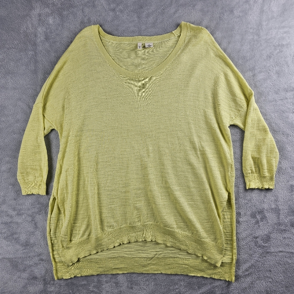 Anthropologie Moth Pullover Sweater Mid Sleeve Yellow Women's Size Medium